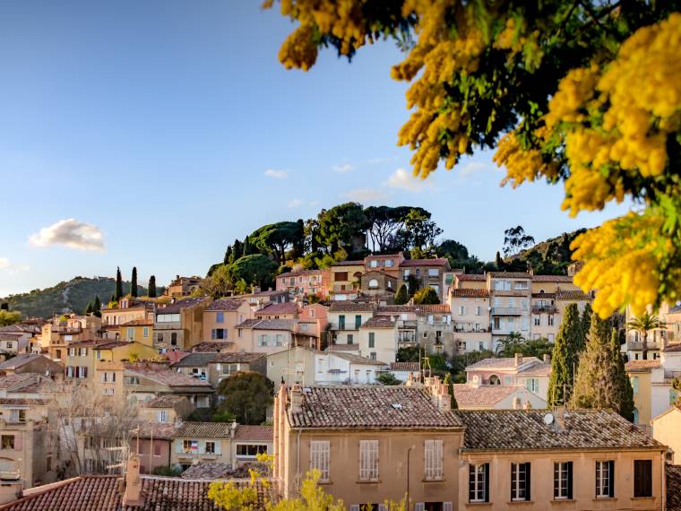 Village & mimosa © OT Bormes-les-Mimosas