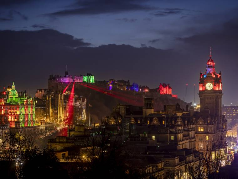Castle of Light A Kingdom of Colours Edinburgh Castle Viewed From Calton Hill © VisitScotland  Kenny Lam